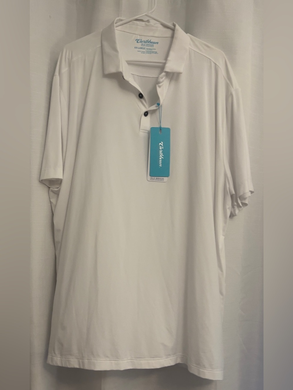 Caribbean Joe Men’s White Polo Shirt NWT Size XX-Large Isle Breeze Performance